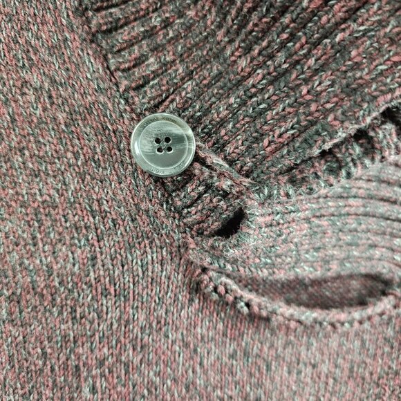 💥Calvin Klein Knit Long Sleeve V Neck Cut Out Brown Cardigan Sweater - Picture 6 of 8